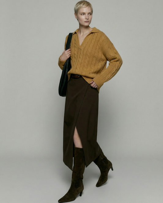 V-Neck Wool Sweater - KN032