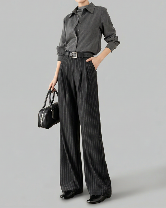 High-Waist Pinstripe Slacks - BT049