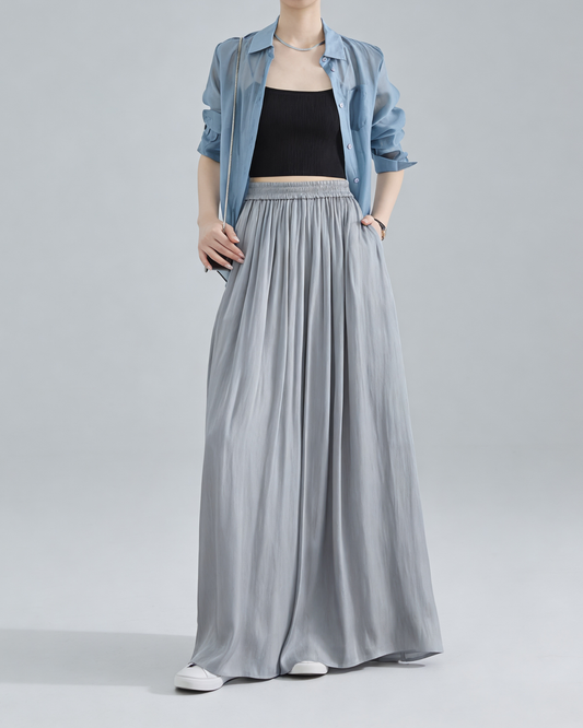 Flowy Draped Wide Pants - BT102