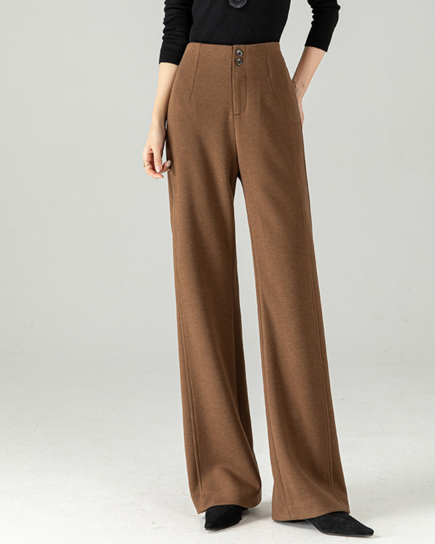 Wool-Blend Wide Slacks - BT044
