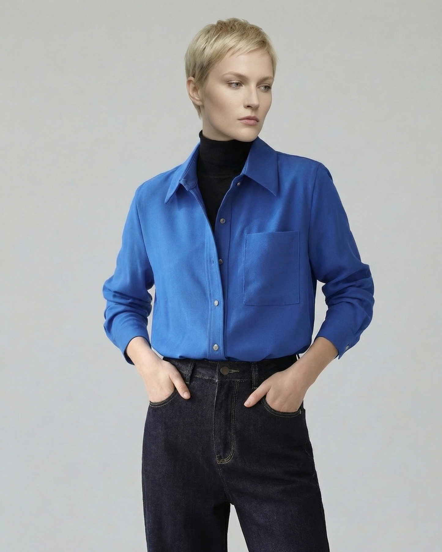 Royal Blue French Style Shirt - SH040