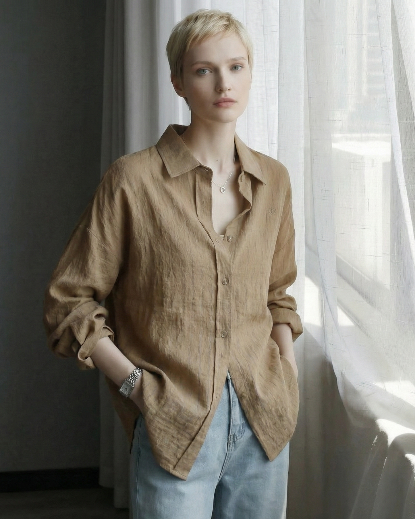 Warm Tones Airy Stripe Shirt - SH042