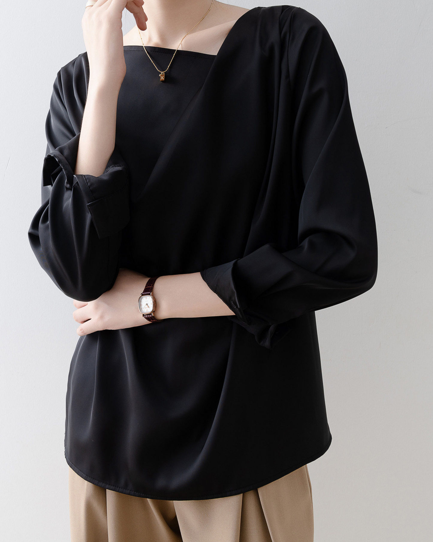 Asymmetrical Satin Blouse - SH032