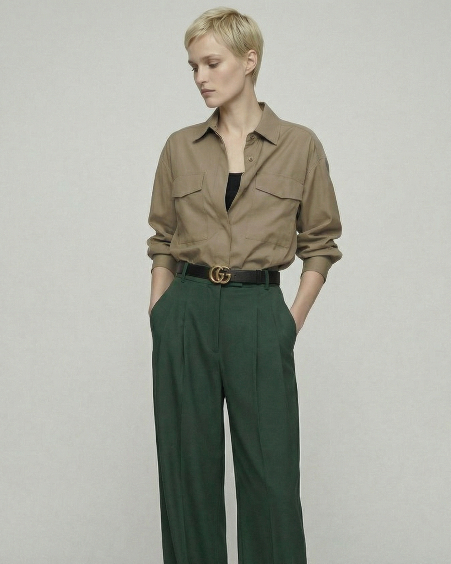 Olive Mocha Loose Shirt - SH108