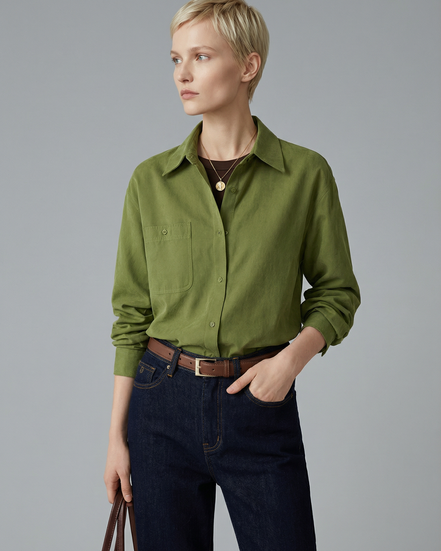 Brushed Velvet-Touch Shirt - SH034