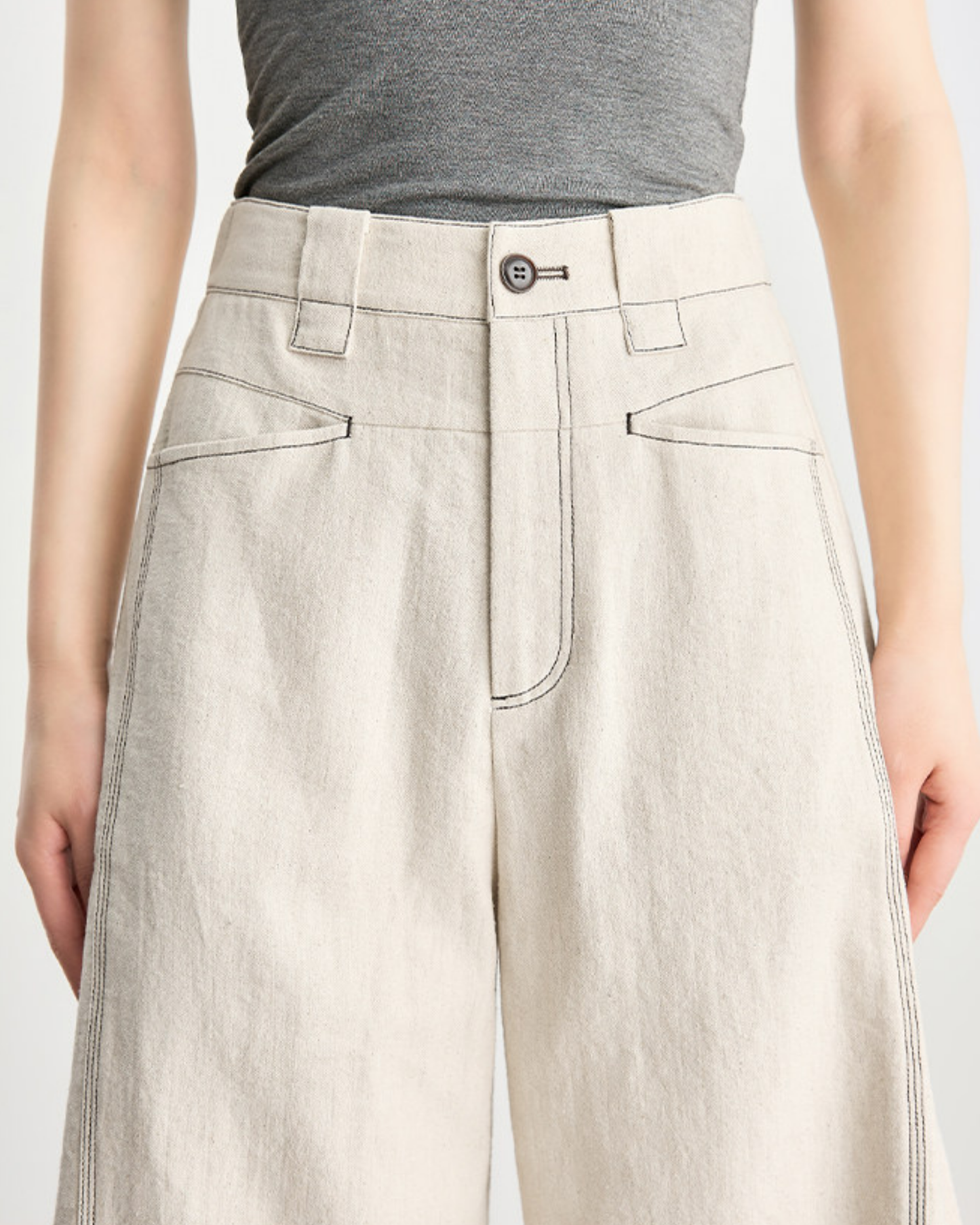 Linen Blend Wide Pants - BT101