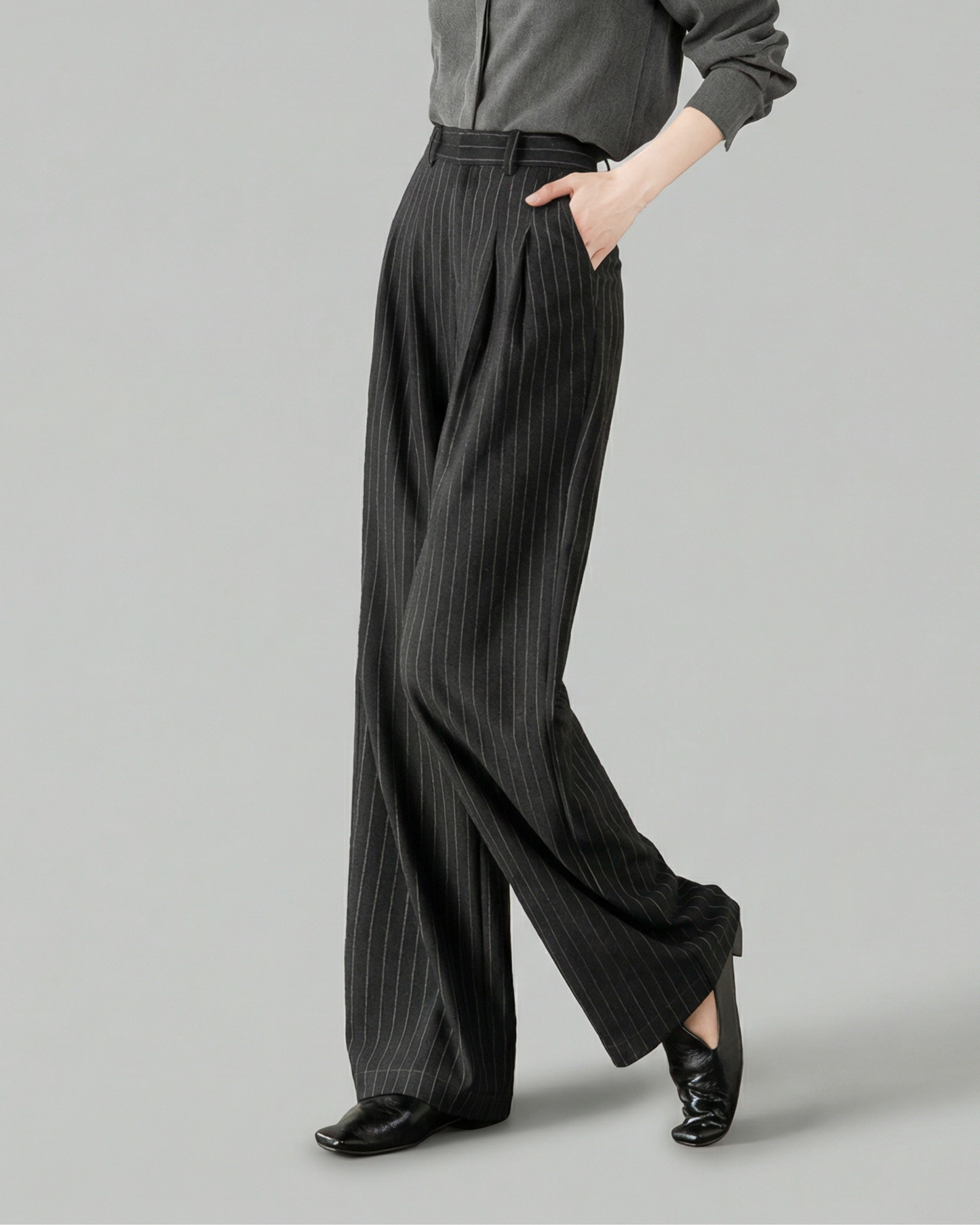 High-Waist Pinstripe Slacks - BT049