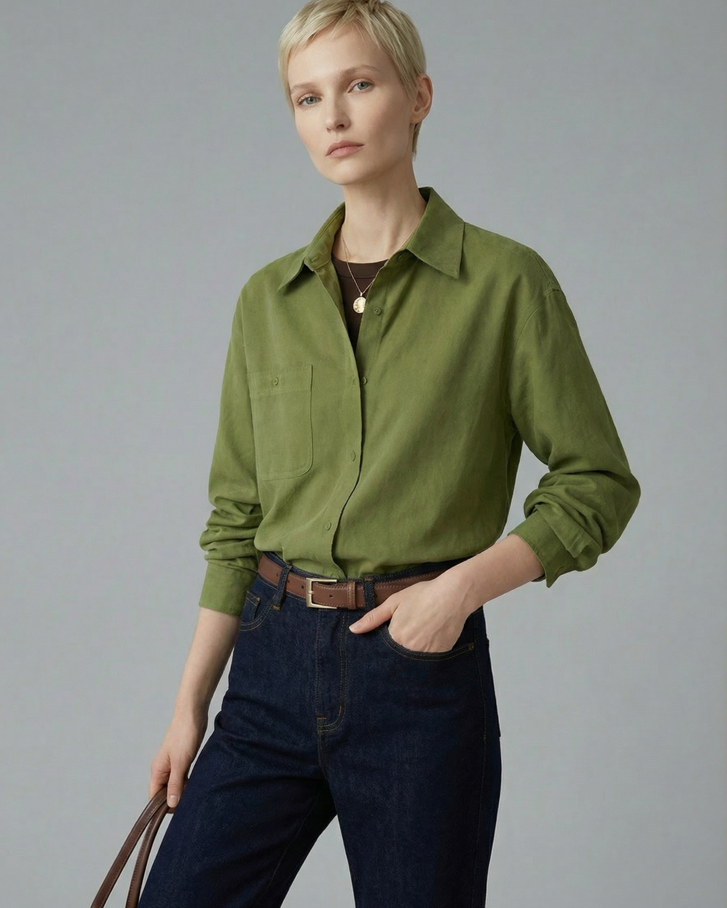 Brushed Velvet-Touch Shirt - SH034