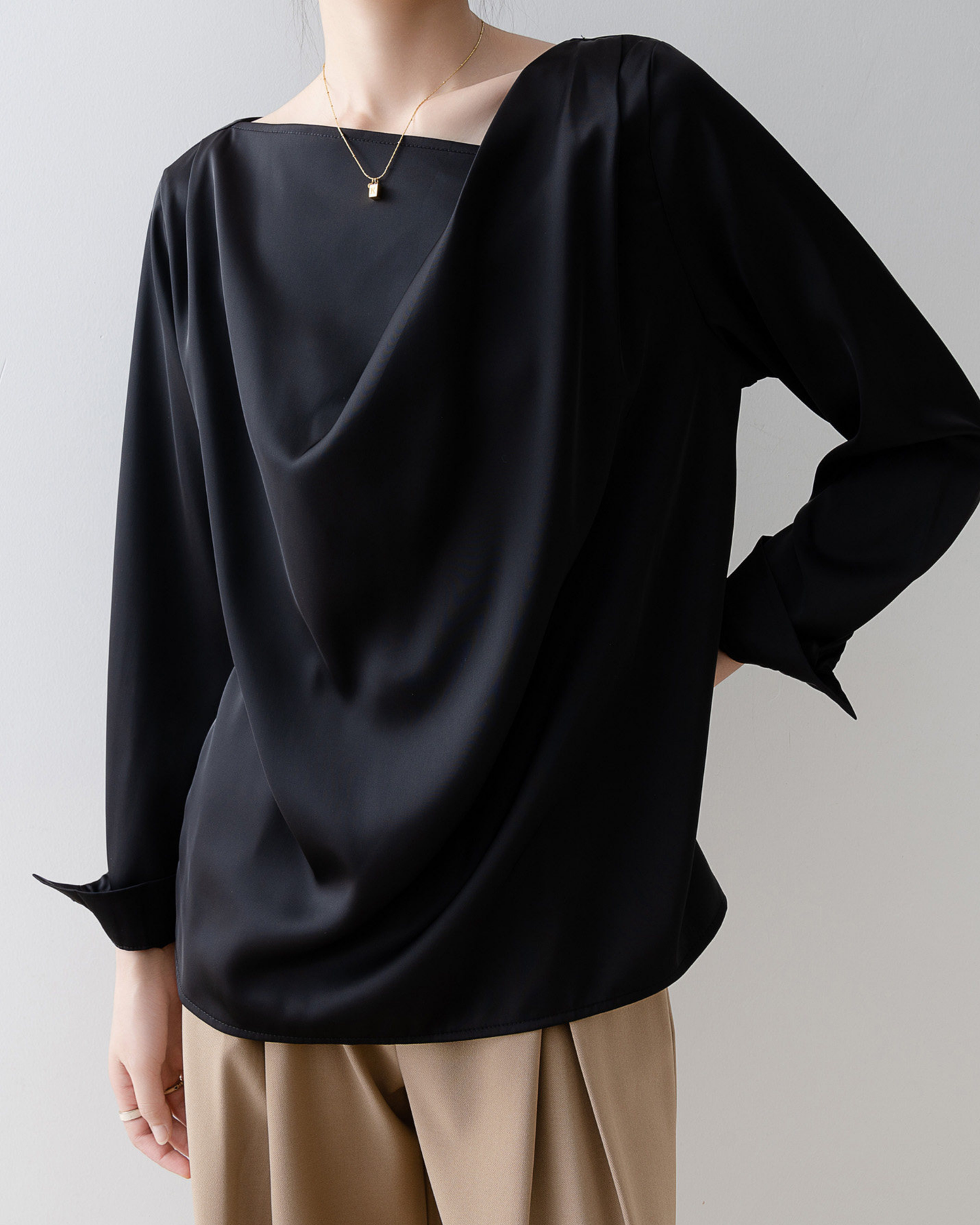 Asymmetrical Satin Blouse - SH032