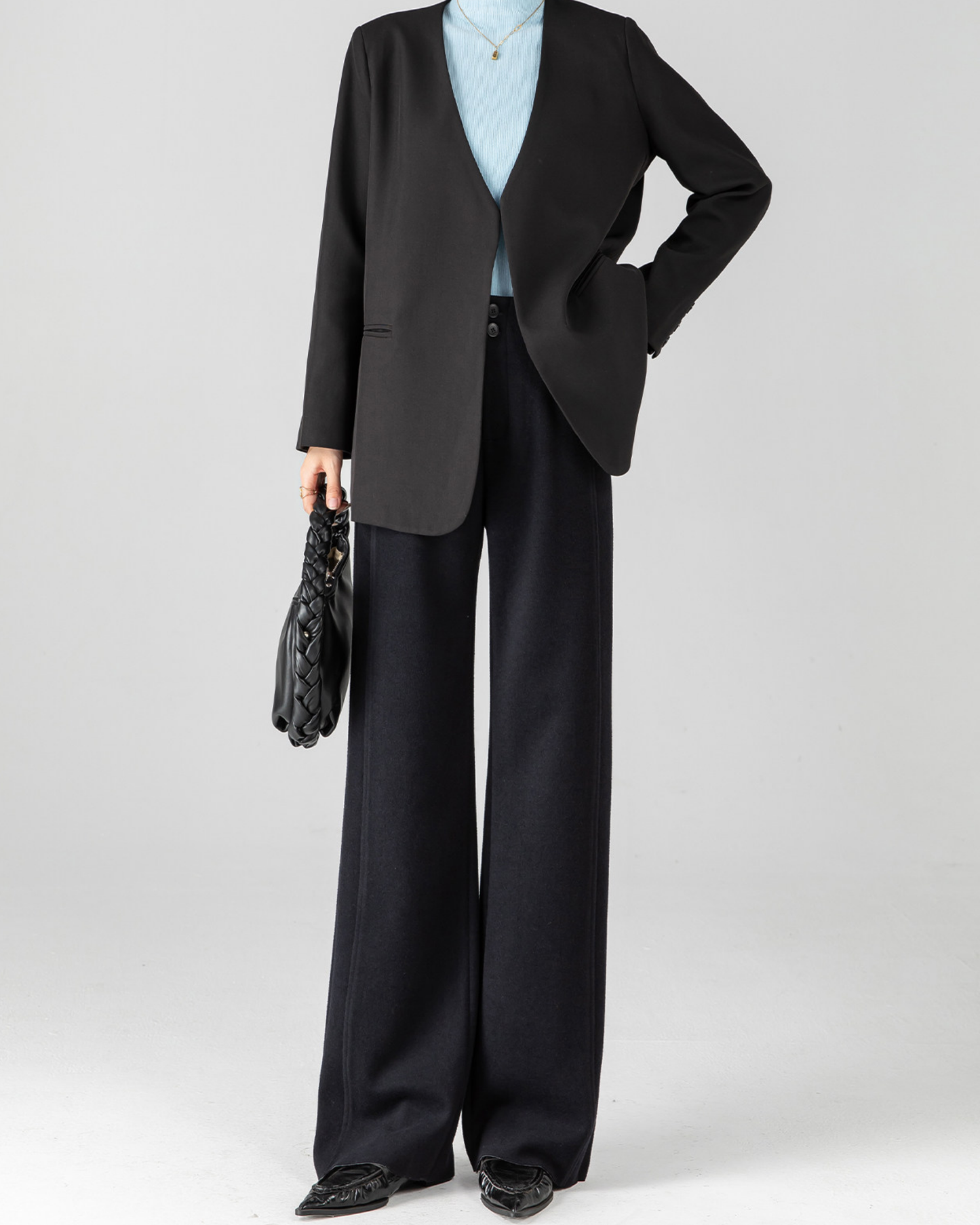 Wool-Blend Wide Slacks - BT044