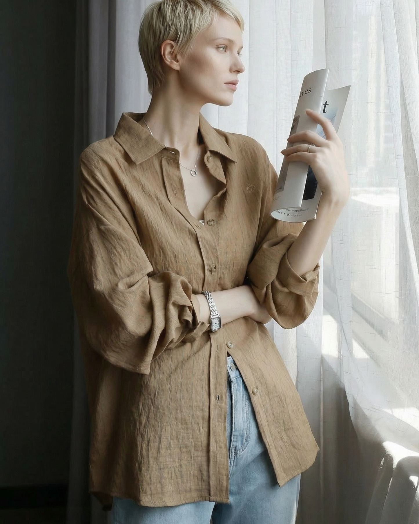 Warm Tones Airy Stripe Shirt - SH042