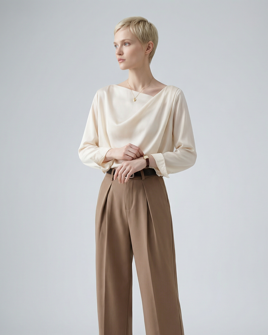 Asymmetrical Satin Blouse - SH032