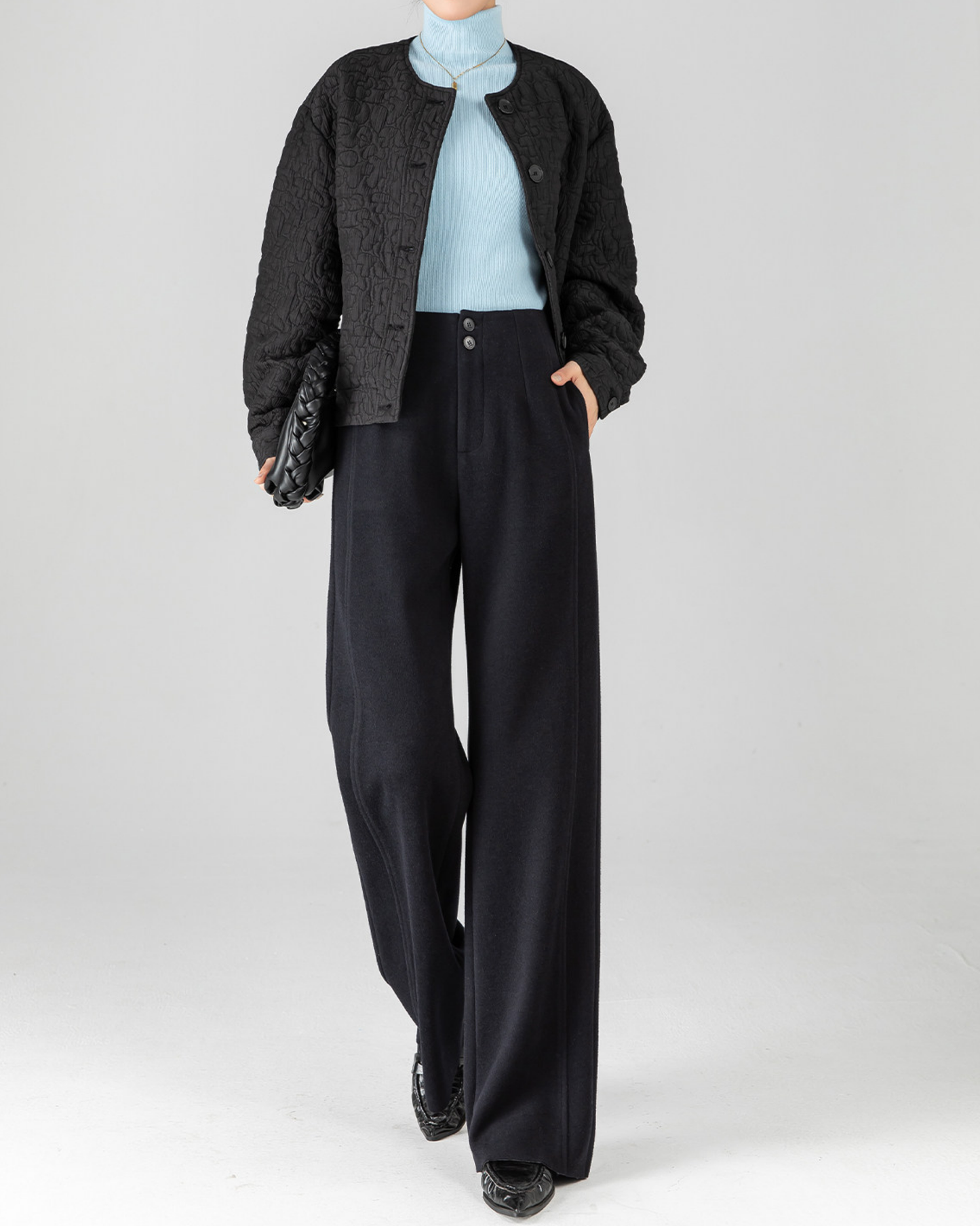 Wool-Blend Wide Slacks - BT044