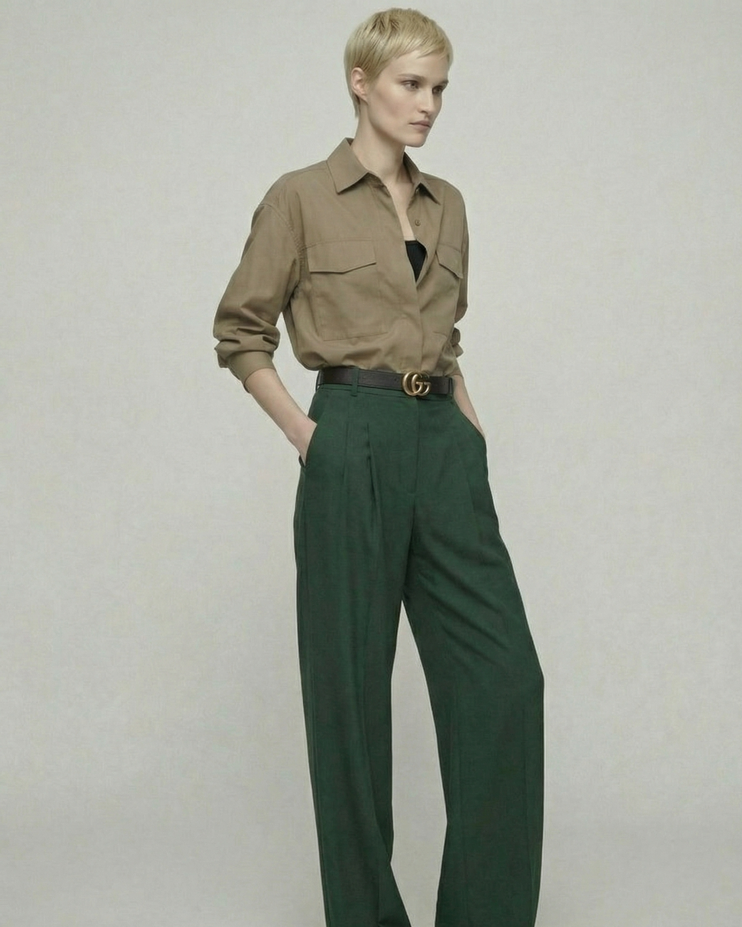 Olive Mocha Loose Shirt - SH108