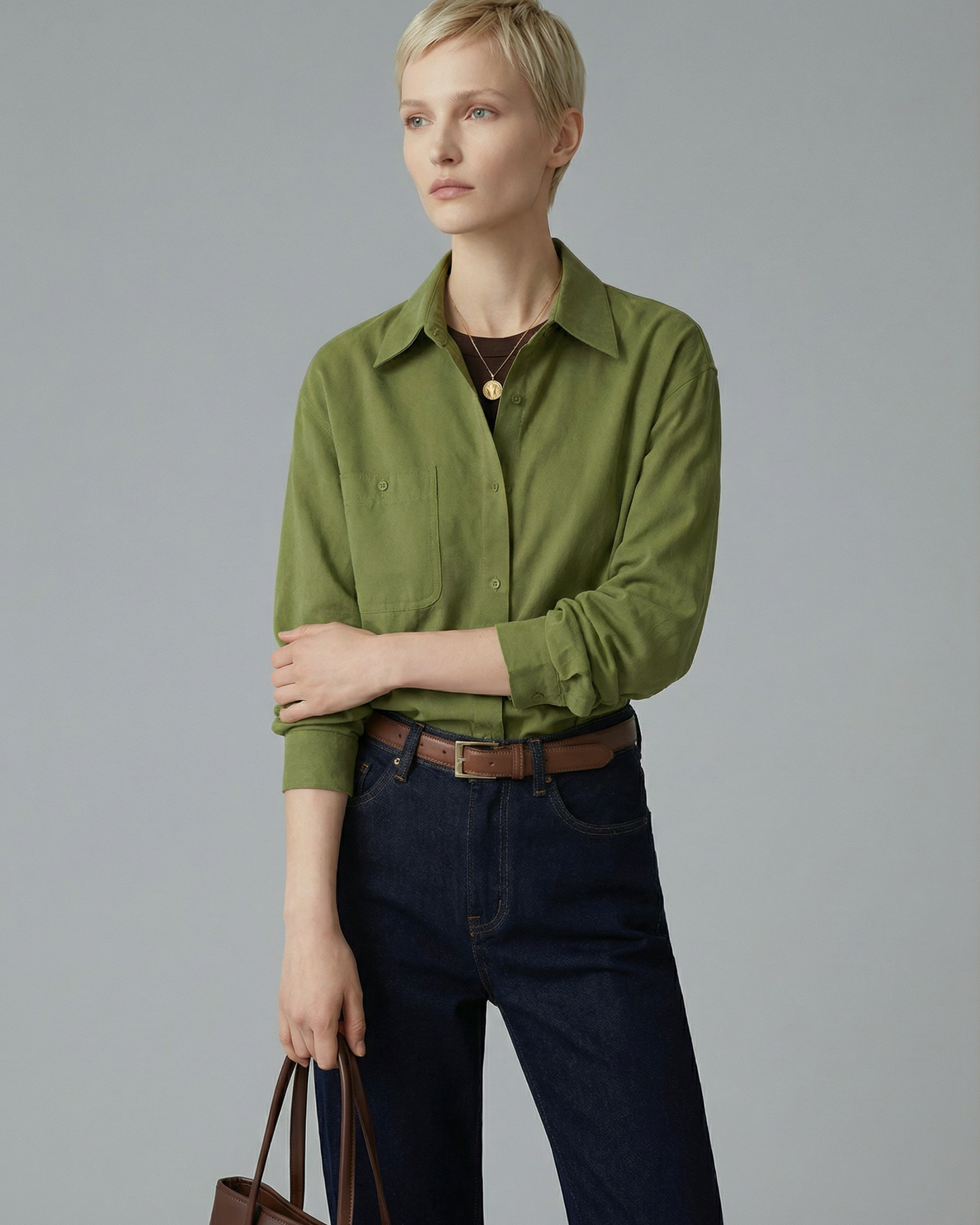 Brushed Velvet-Touch Shirt - SH034