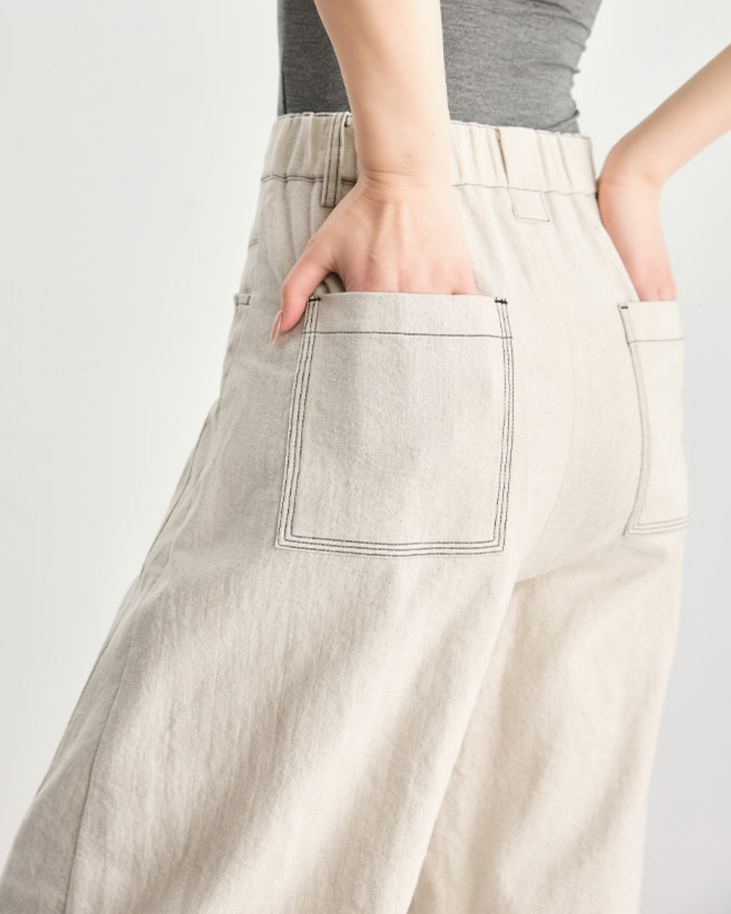 Linen Blend Wide Pants - BT101