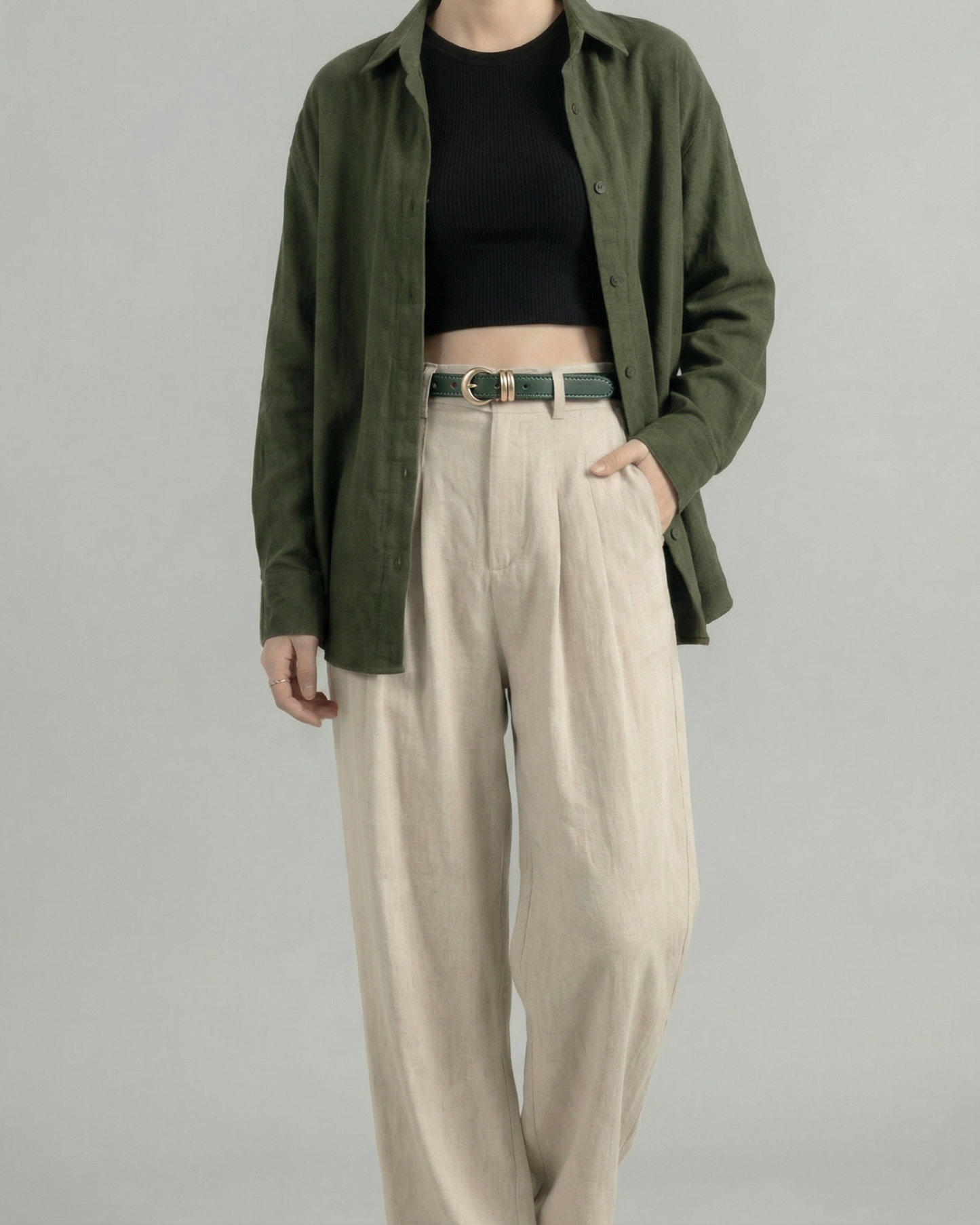 Deep Moss Leather Belt - BE011