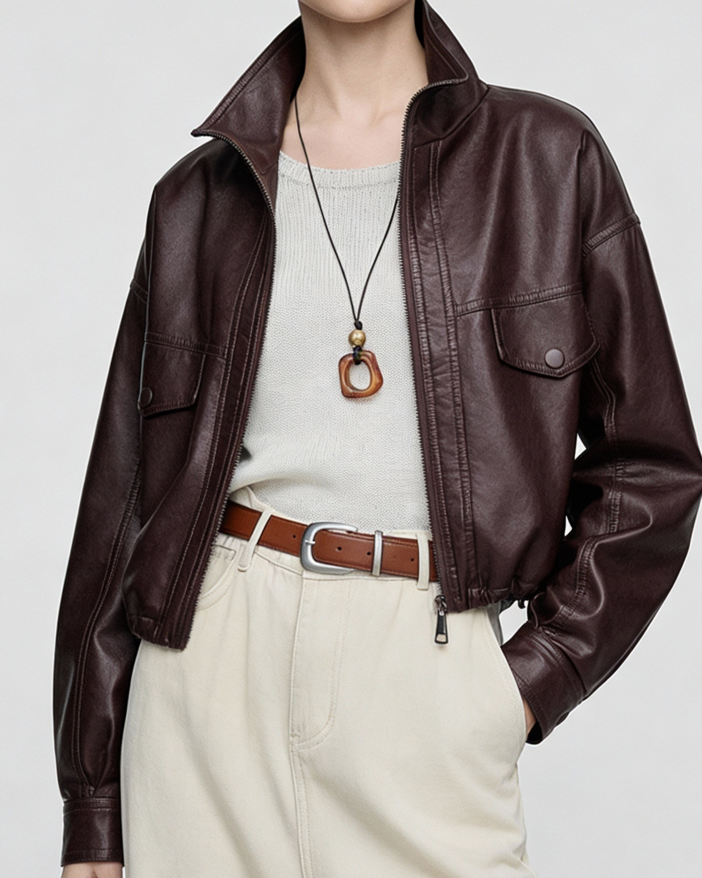 Lambskin Short Leather Jacket - OT032