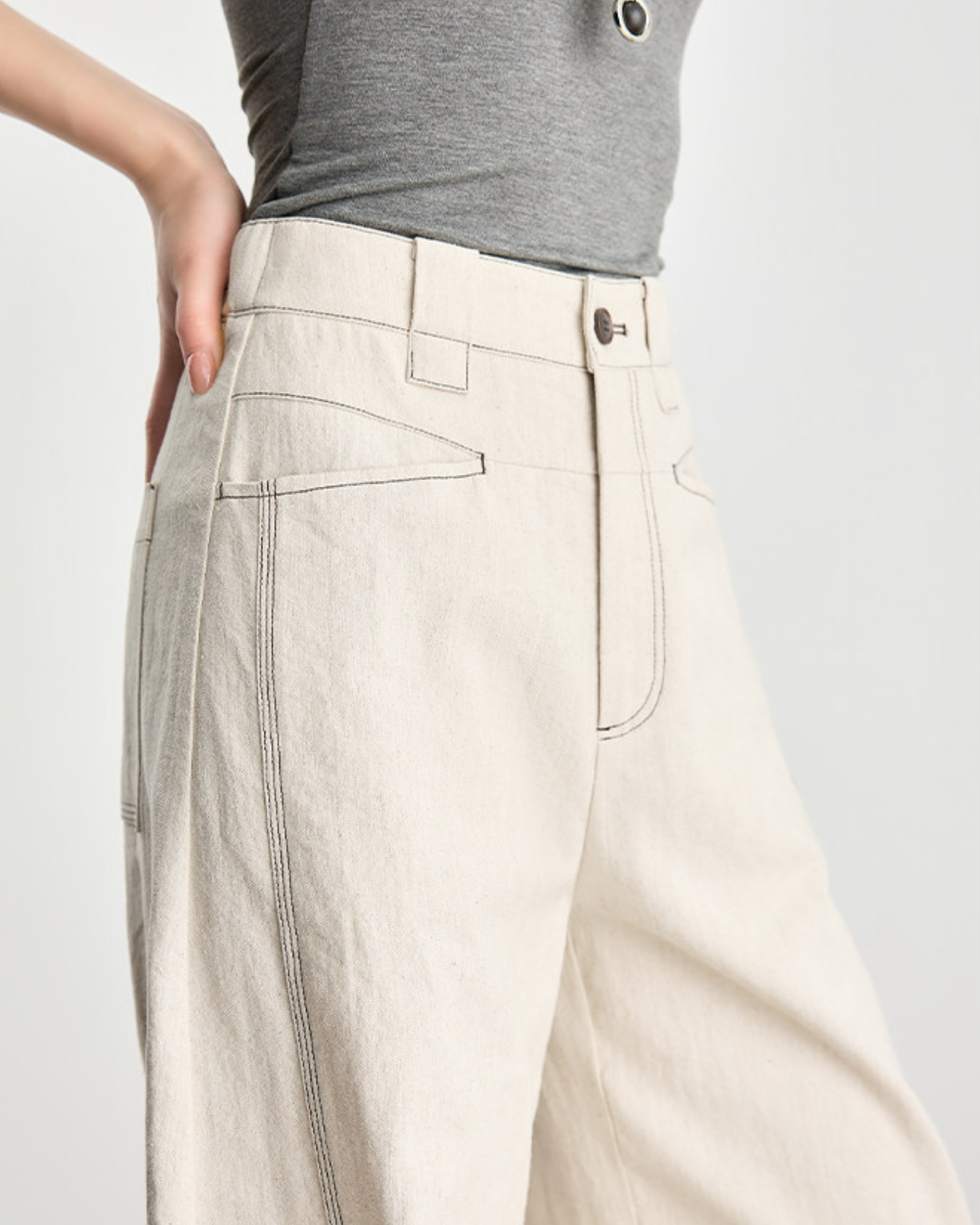 Linen Blend Wide Pants - BT101
