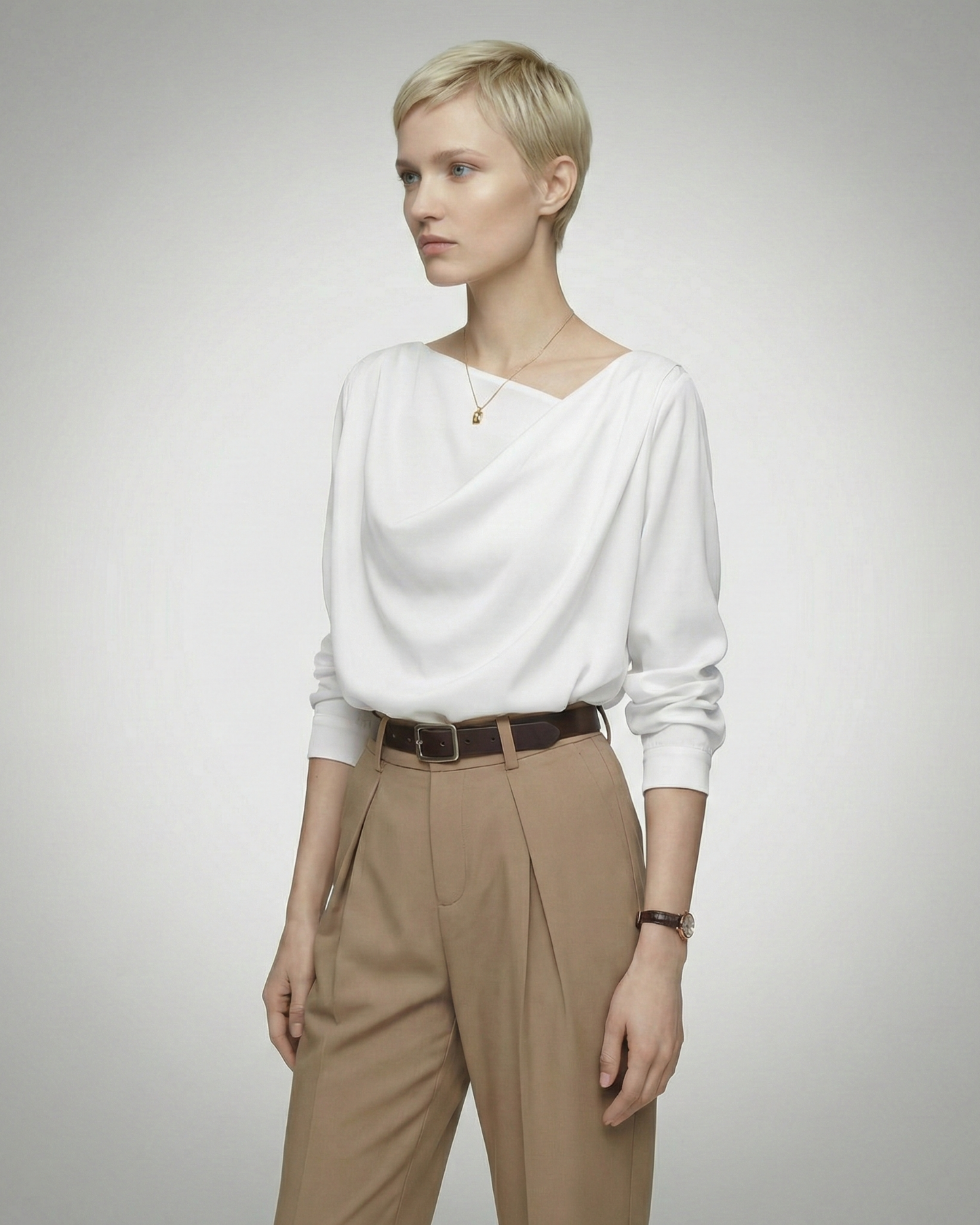 Asymmetrical Satin Blouse - SH032