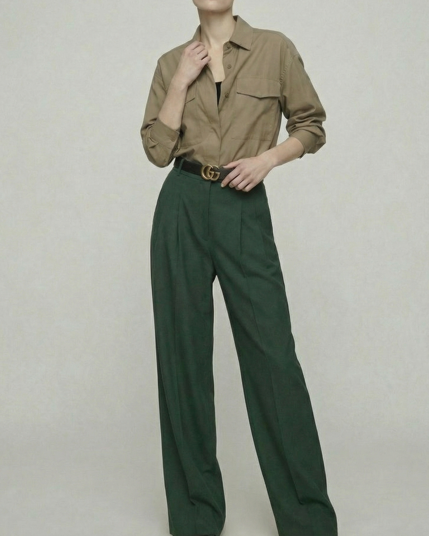 Olive Mocha Loose Shirt - SH108