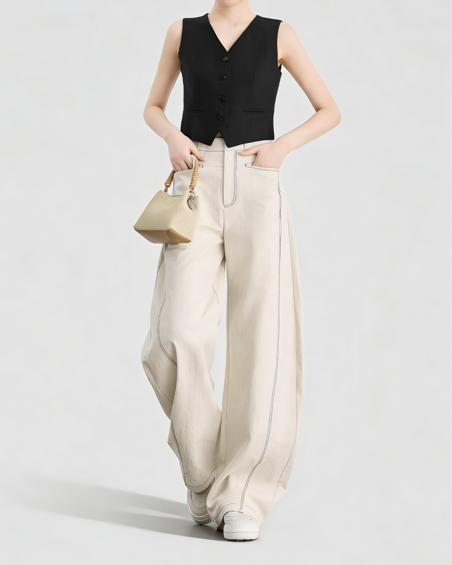 Linen Blend Wide Pants - BT101