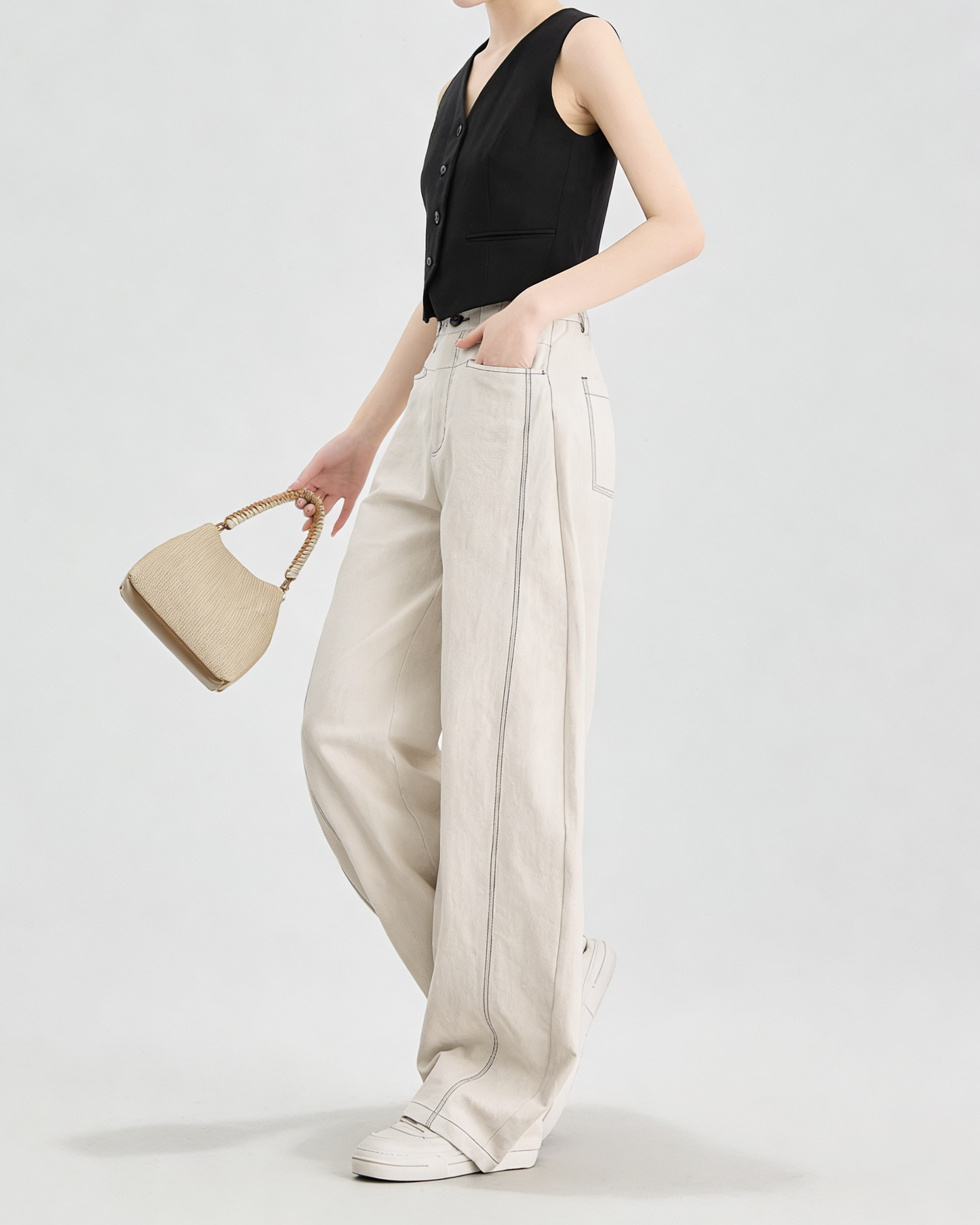 Linen Blend Wide Pants - BT101