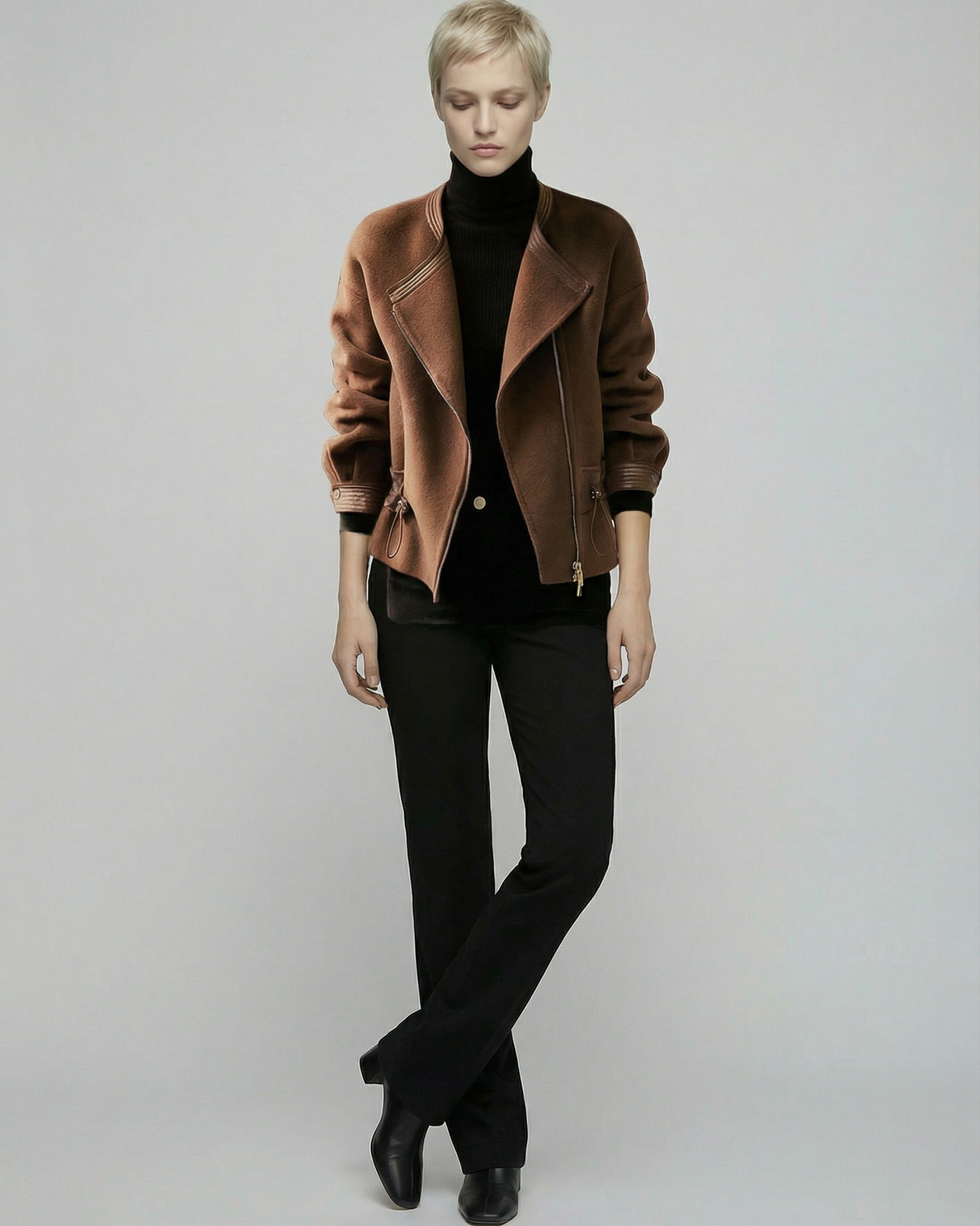 Short Wool Zip Jacket - OT032