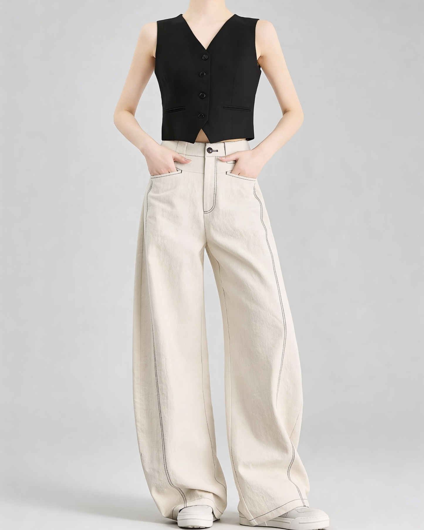 Linen Blend Wide Pants - BT101