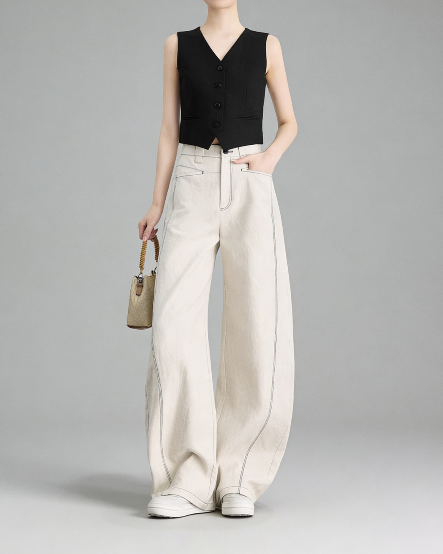 Linen Blend Wide Pants - BT101