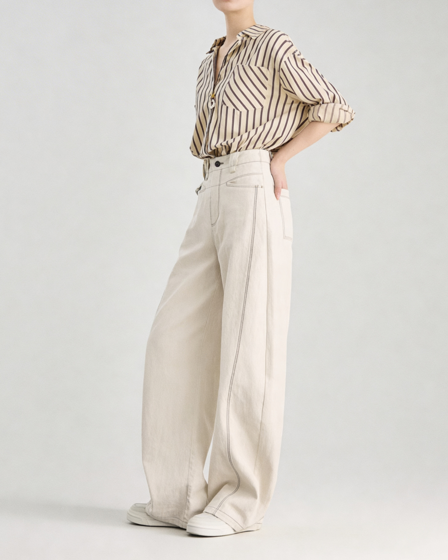 Linen Blend Wide Pants - BT101