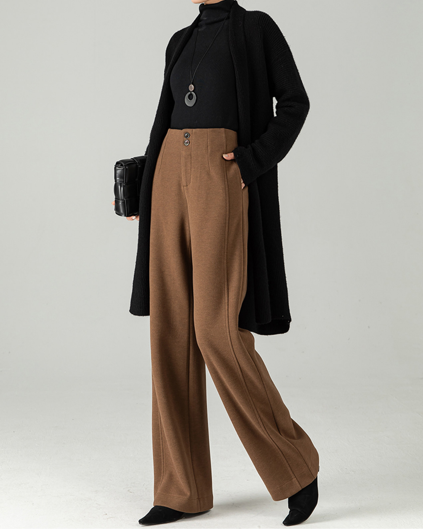 Wool-Blend Wide Slacks - BT044