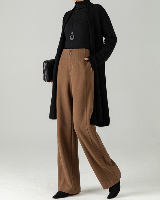 Wool-Blend Wide Slacks - BT044
