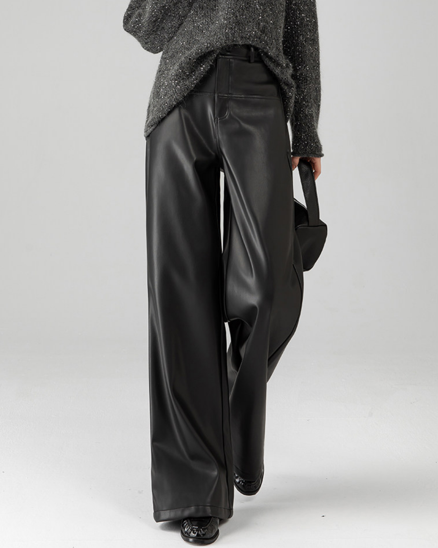 Faux Leather Wide Pants - BT032