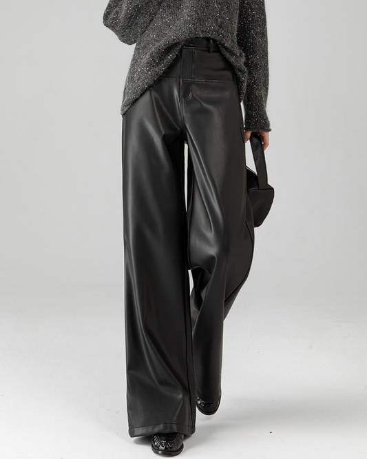 Faux Leather Wide Pants - BT032