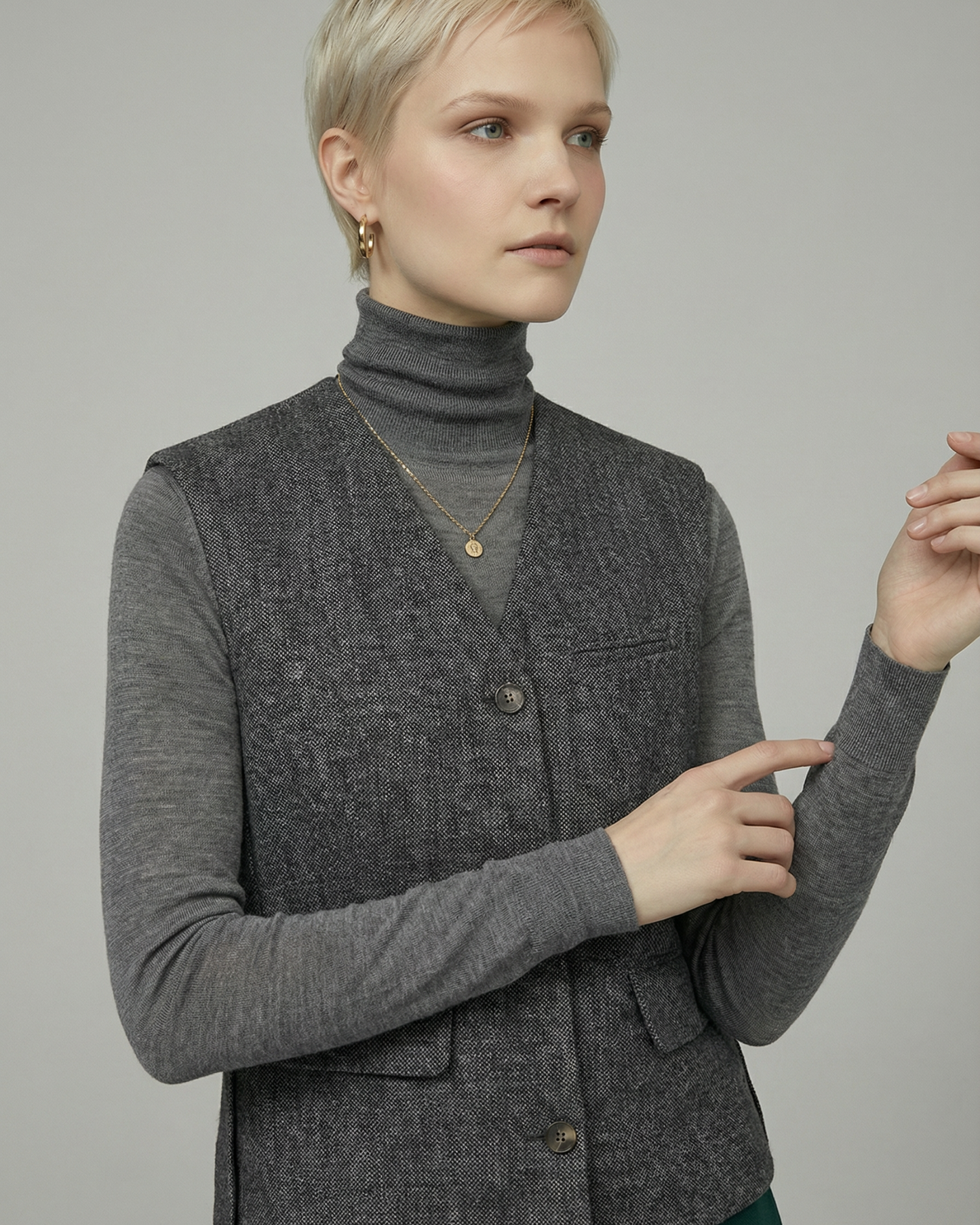 Dark Gray Tailored Vest - KN036