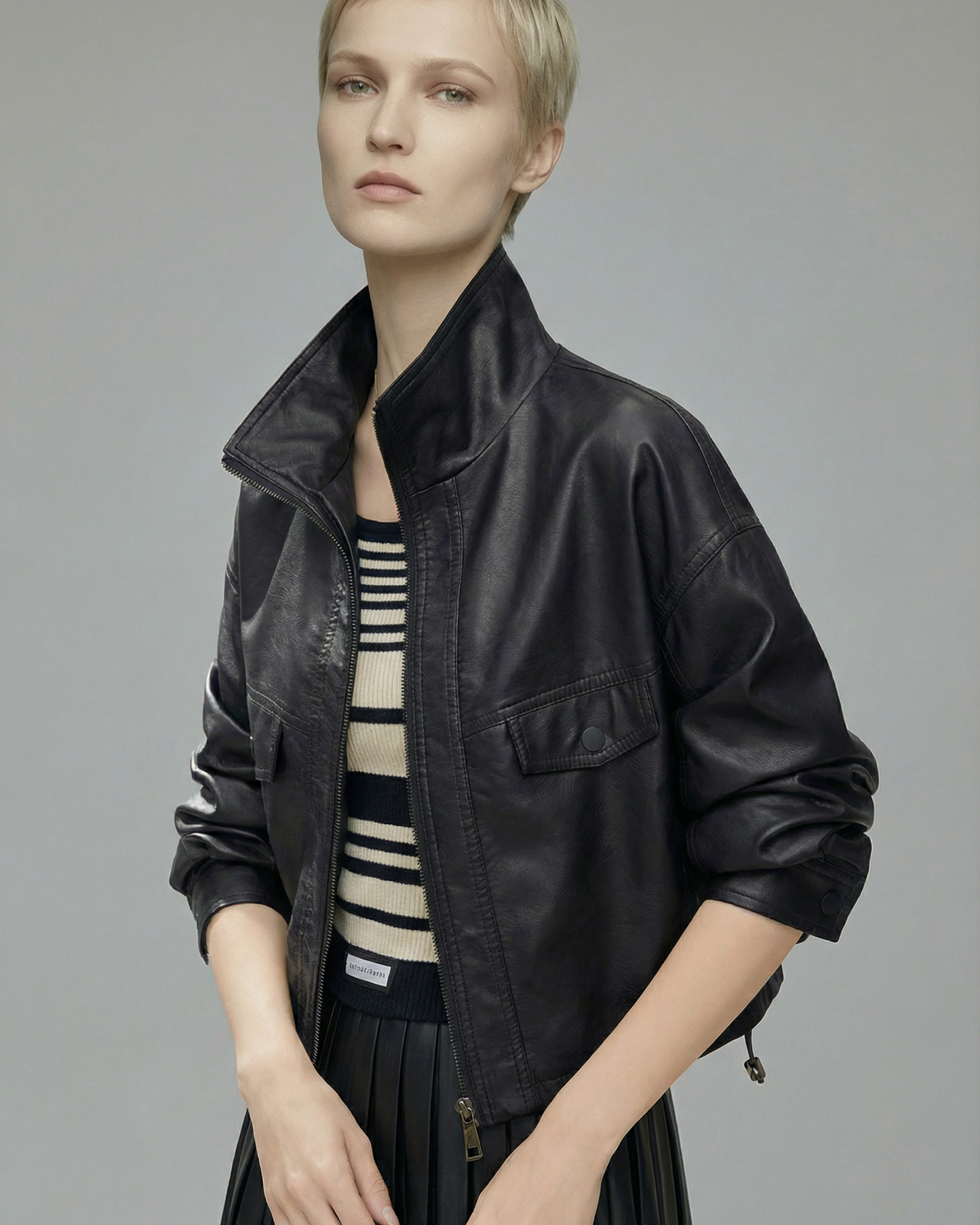 Lambskin Short Leather Jacket - OT032