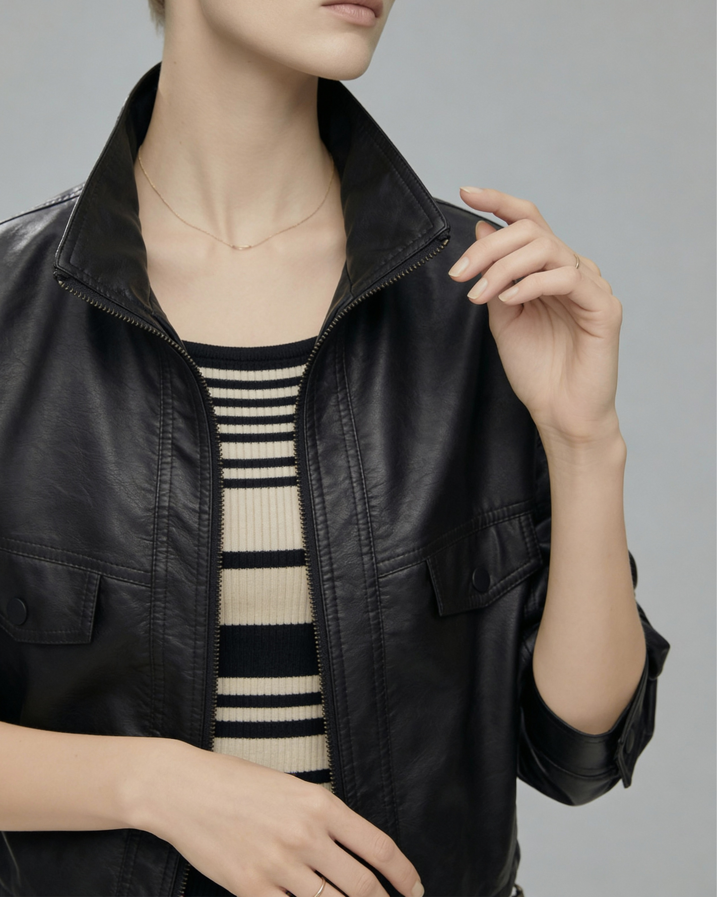 Lambskin Short Leather Jacket - OT032