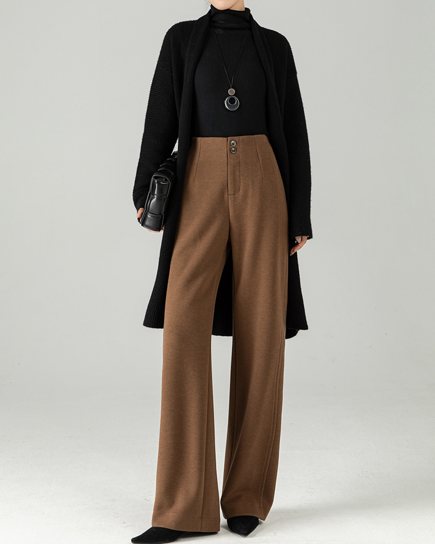 Wool-Blend Wide Slacks - BT044