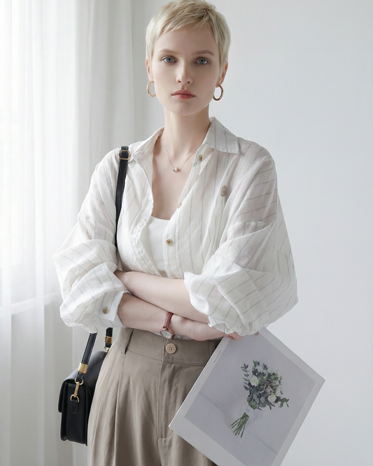 Warm Tones Airy Stripe Shirt - SH042