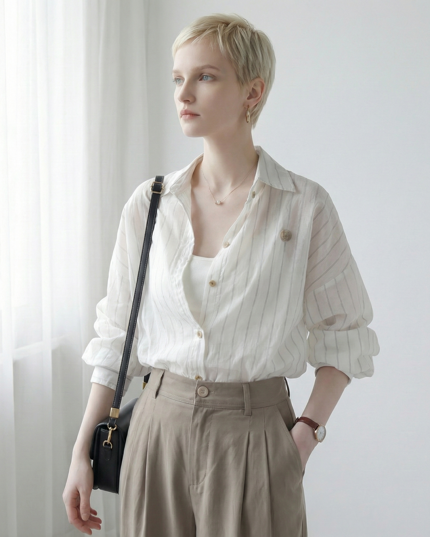 Warm Tones Airy Stripe Shirt - SH042