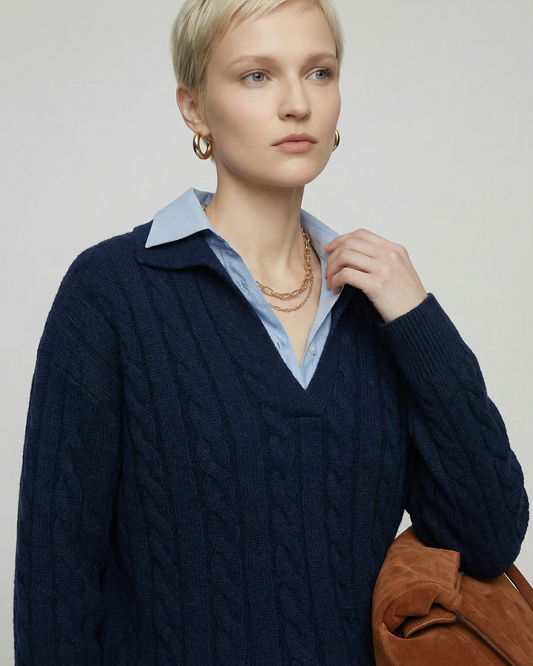 V-Neck Wool Sweater - KN032