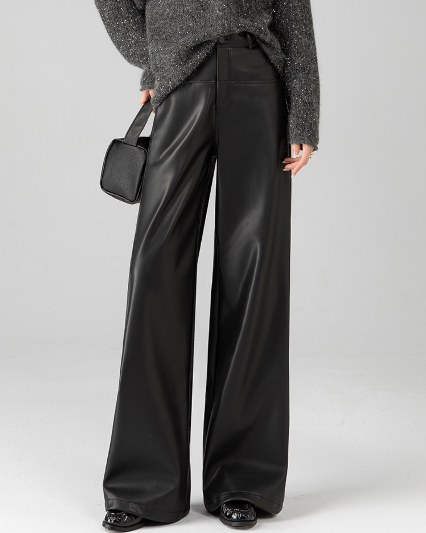 Faux Leather Wide Pants - BT032