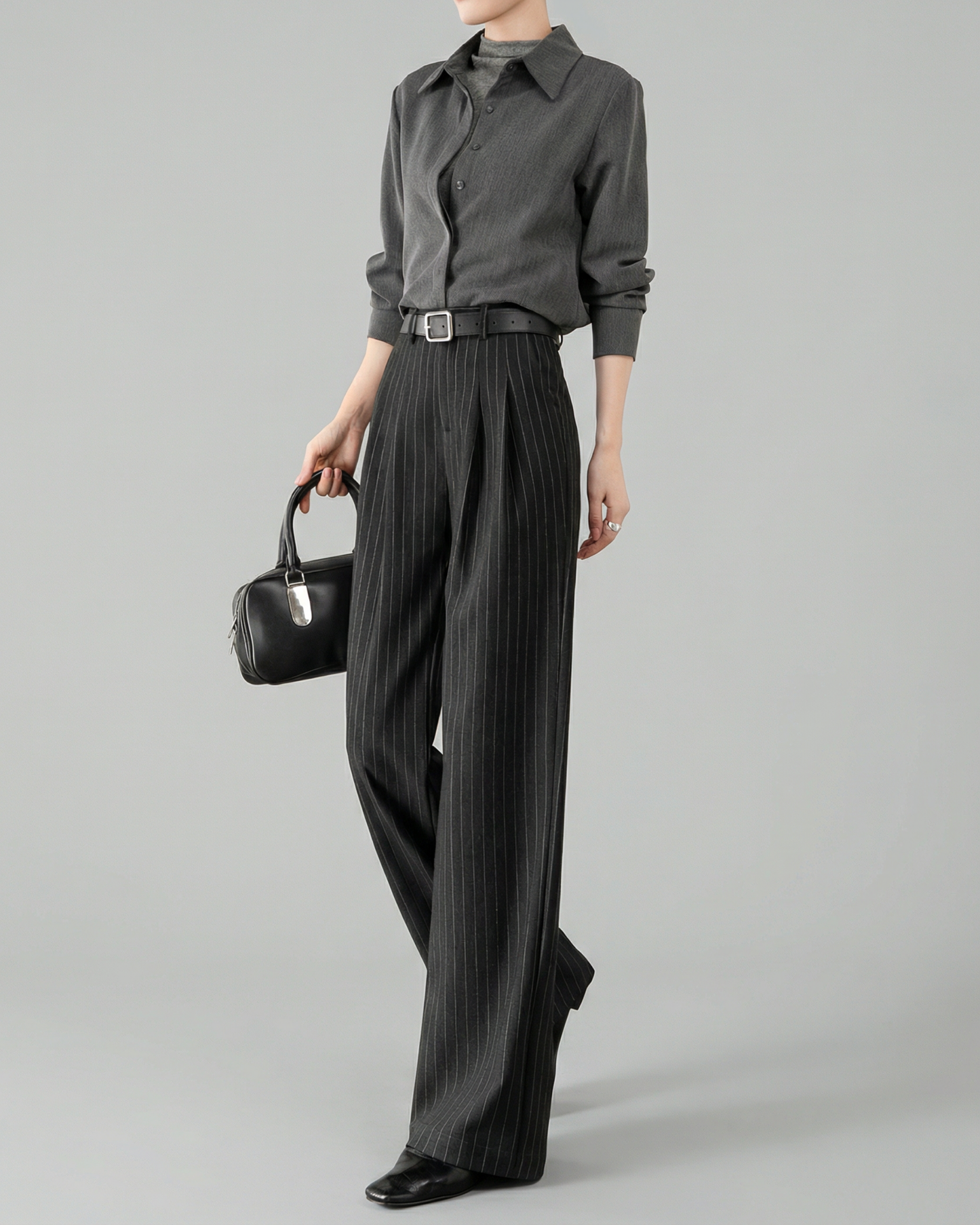 High-Waist Pinstripe Slacks - BT049