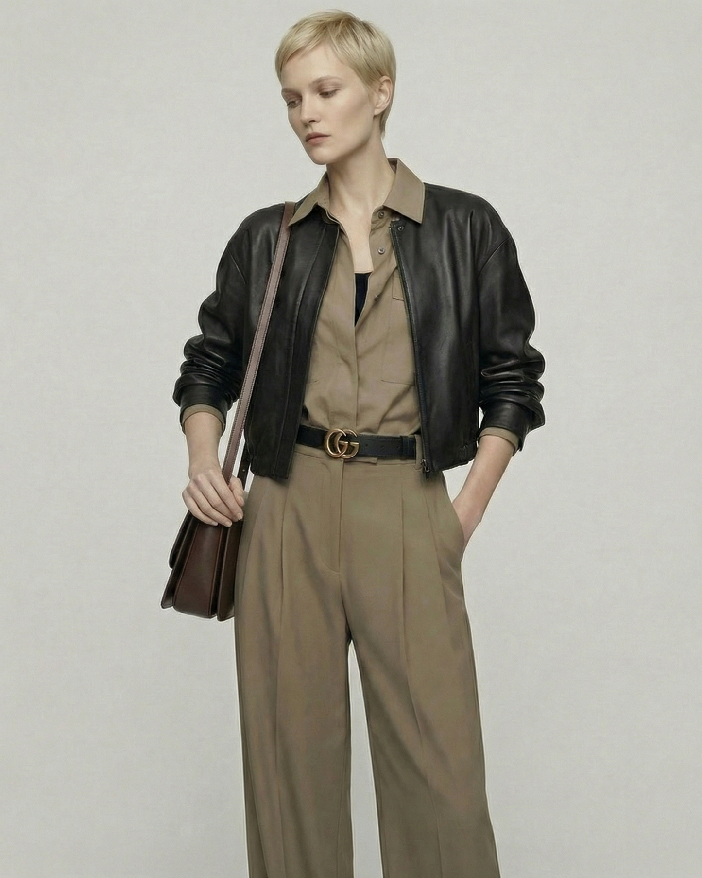 Olive Mocha Loose Shirt - SH108