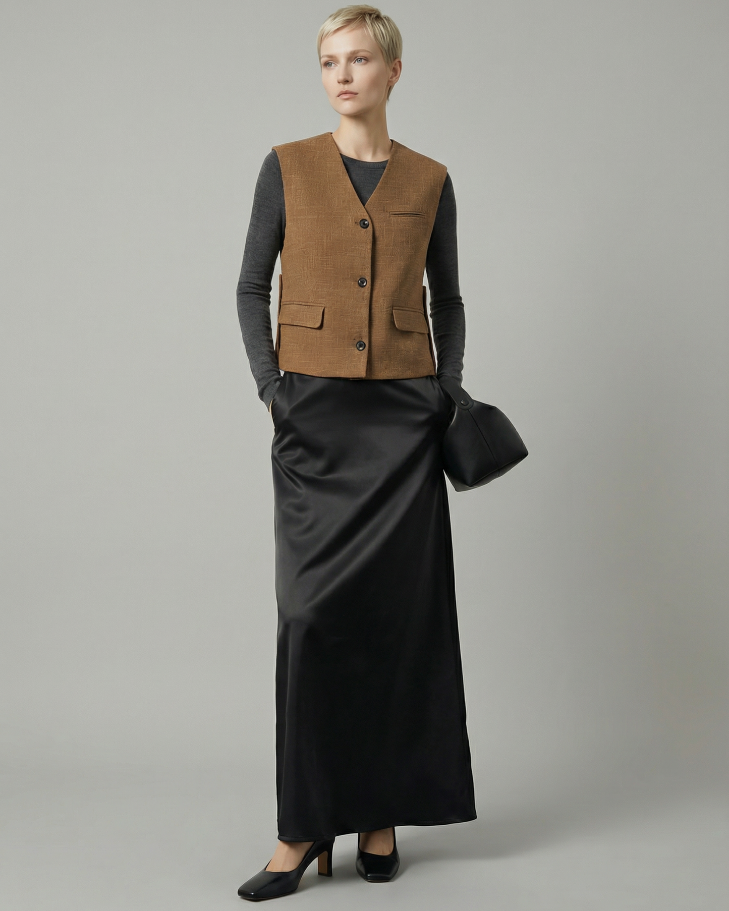 Dusty Khaki Tailored Vest - KN035