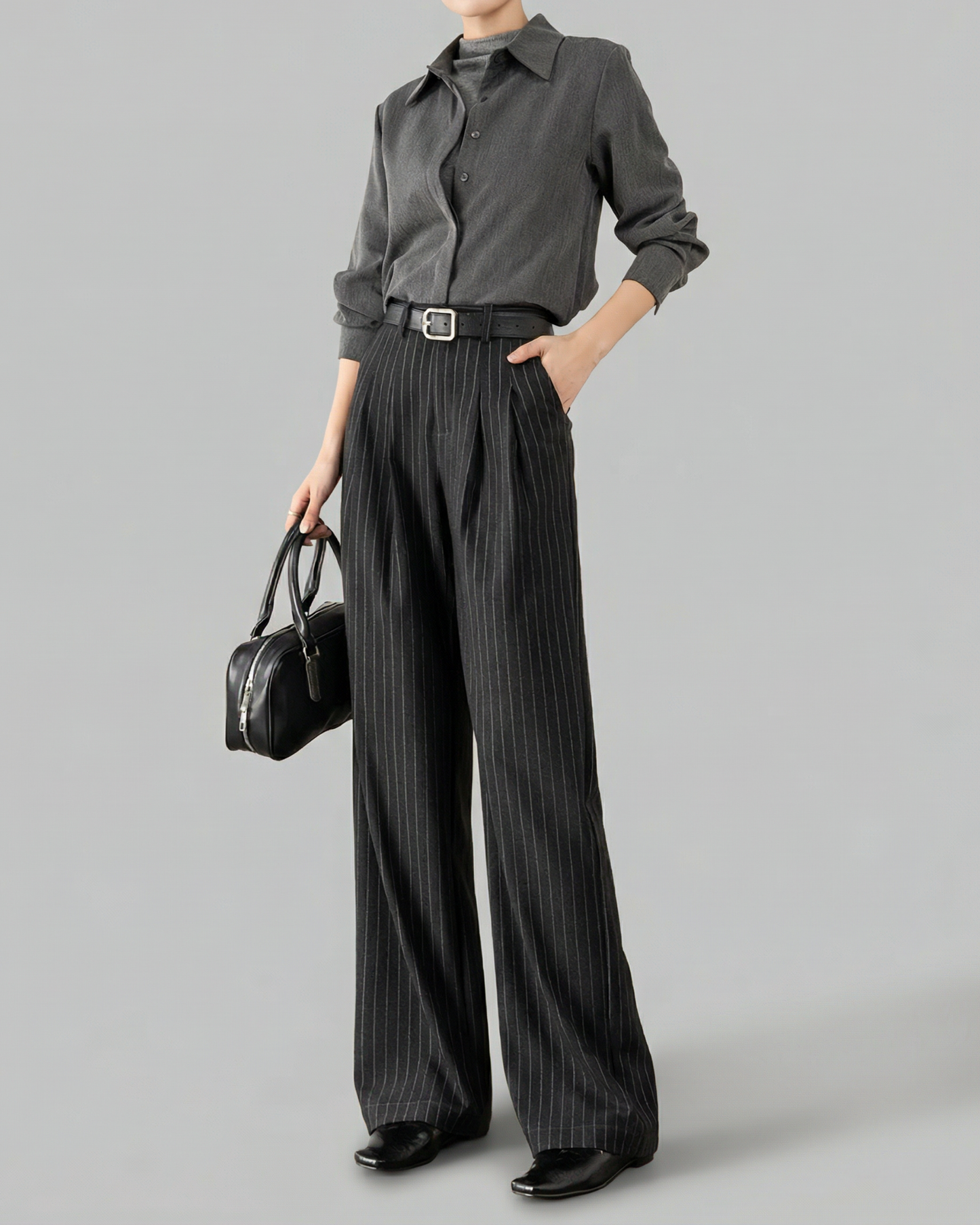 High-Waist Pinstripe Slacks - BT049