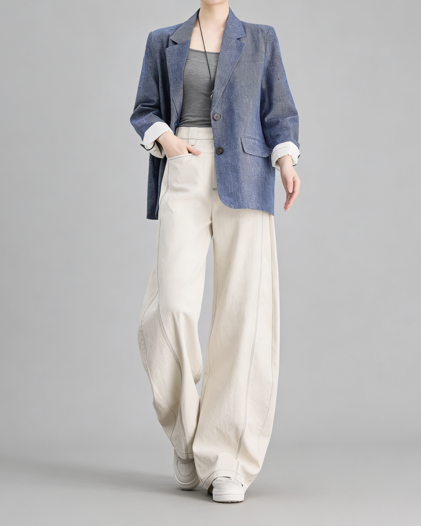 Linen Blend Wide Pants - BT101