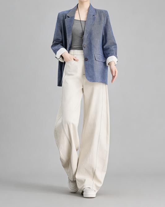 Linen Blend Wide Pants - BT101
