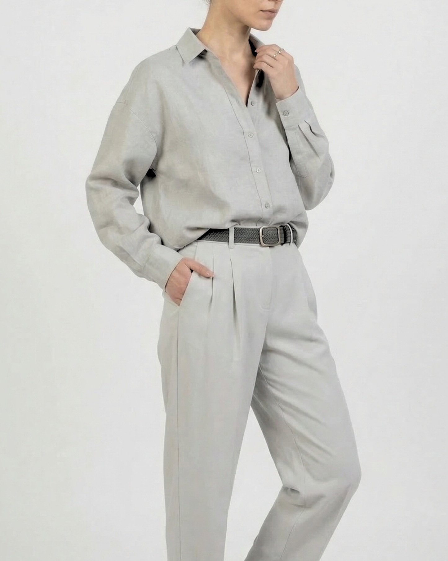 Ash Gray Weave Belt - BE019